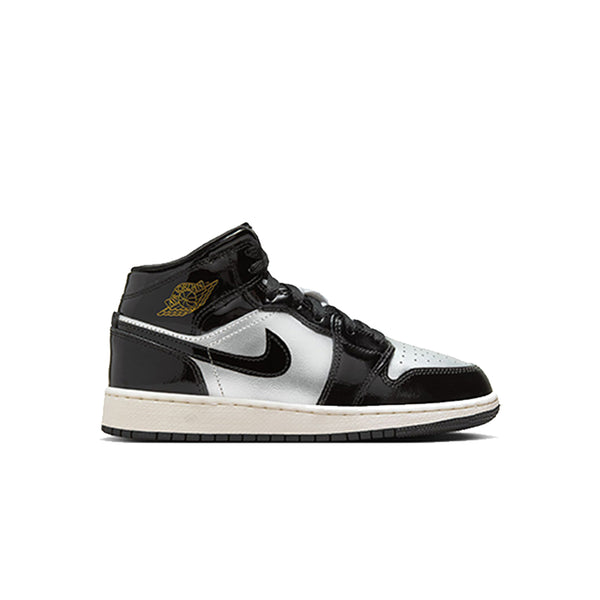 AIR JORDAN 1 MID SE (GS) BLACK/METALLIC SILVER