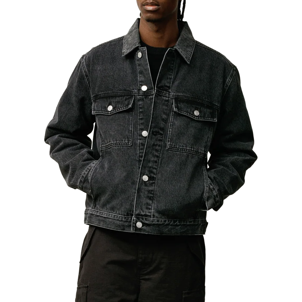 LINED DENIM TRUCKER JACKET BLACK – NRML LINED DENIM TRUCKER JACKET BLACK – NRML