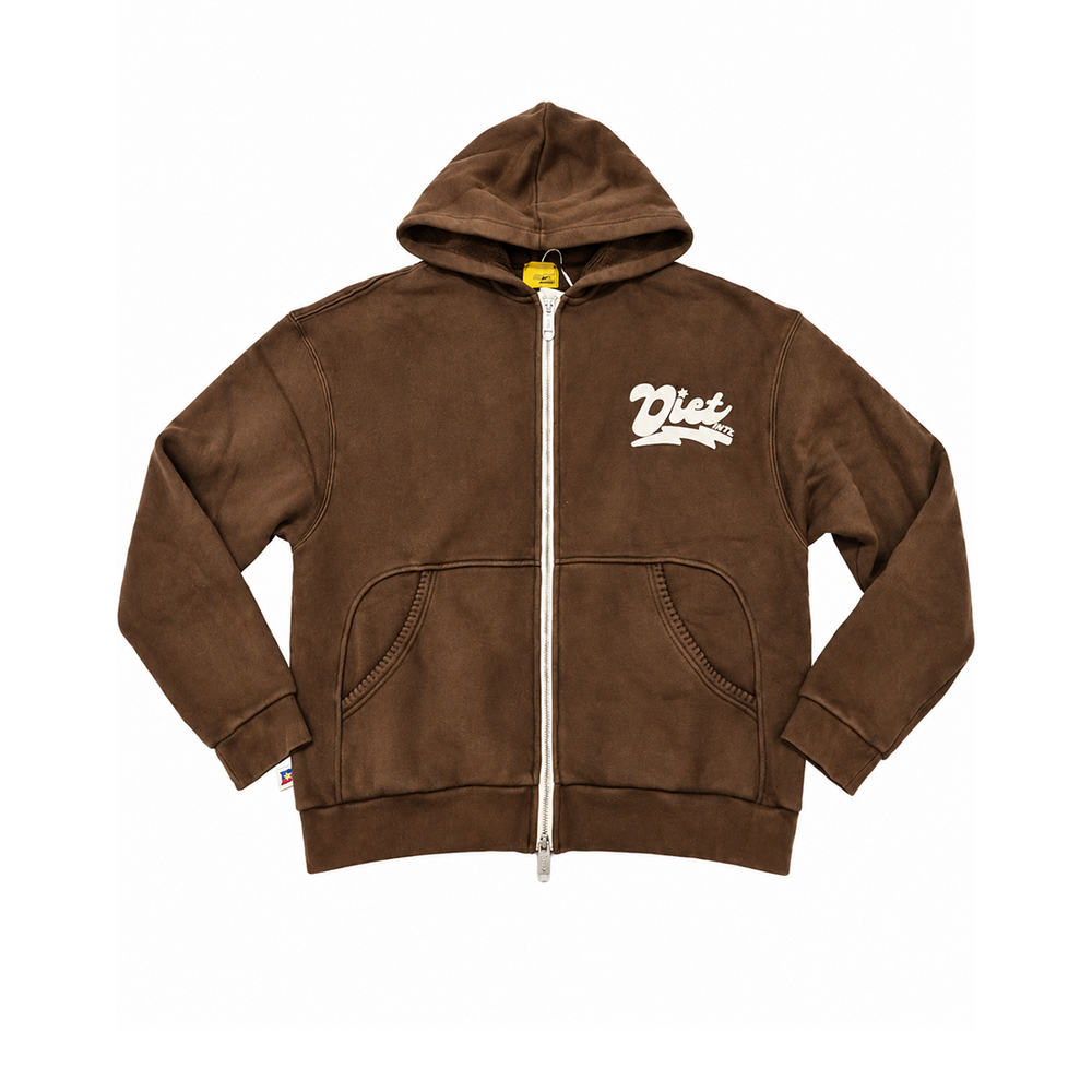 BOLT KNIT ZIP UP HOODIE BROWN