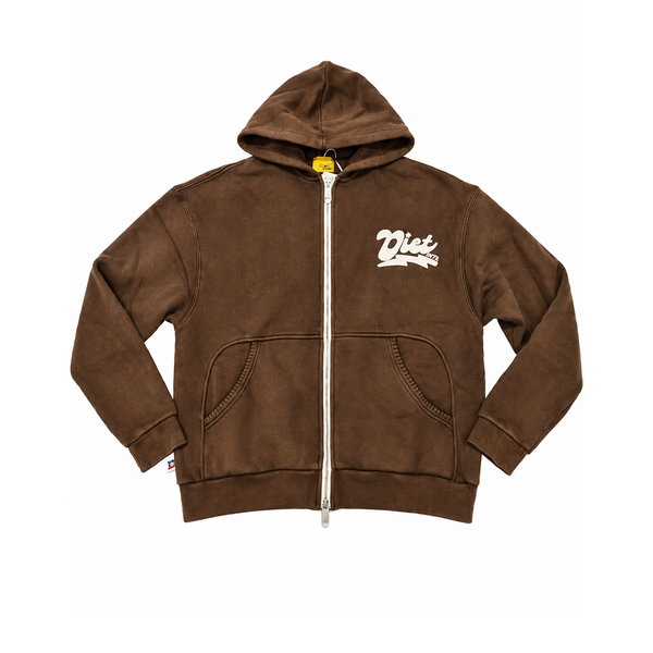 BOLT KNIT ZIP UP HOODIE BROWN