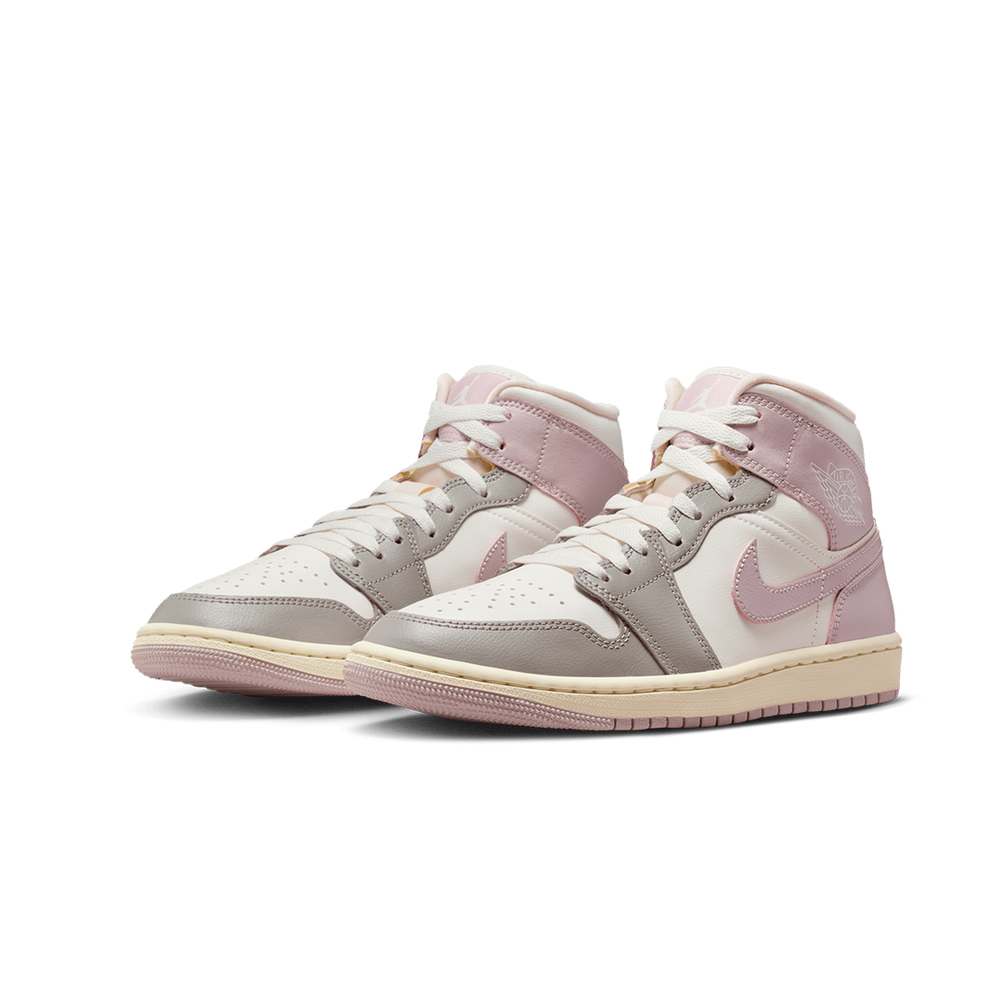 WOMEN'S AIR JORDAN 1 MID ENIGMA STONE PARTICLE ROSE