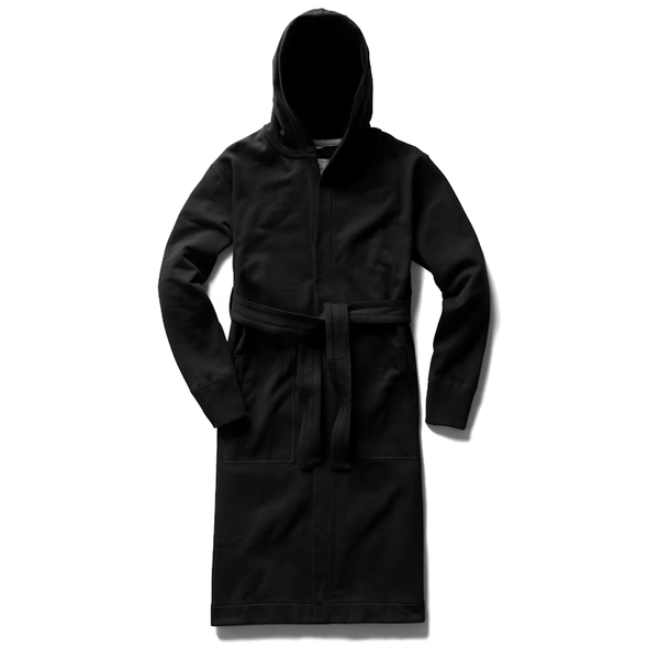 MIDWEIGHT TERRY RELAXED HOODED ROBE BLACK