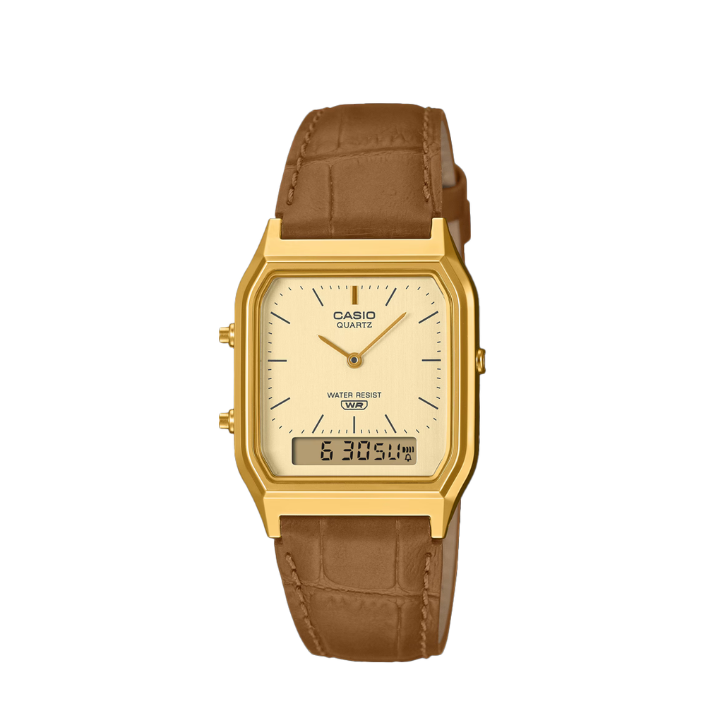 VINTAGE ANALOG-DIGITAL WATCH BROWN & GOLD AQ-230EGL-9A