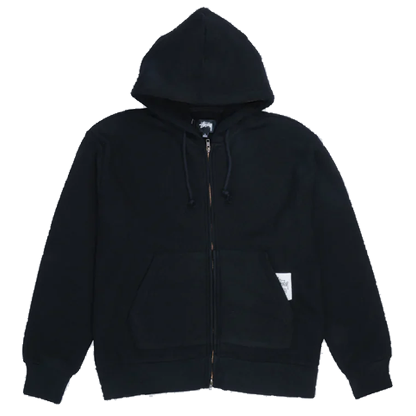 BRASS ZIP KNIT HOODIE BLACK