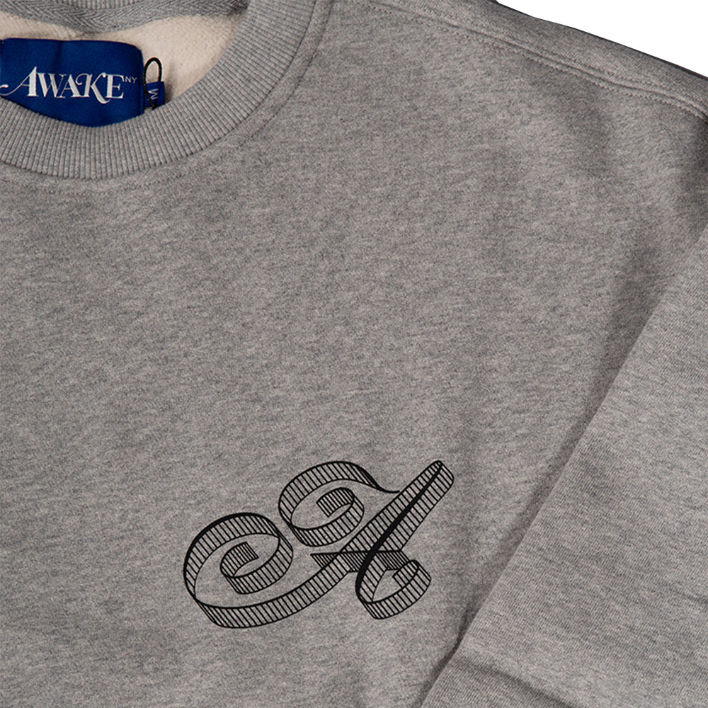 SCRIPT CREW NECK HEATHER GREY