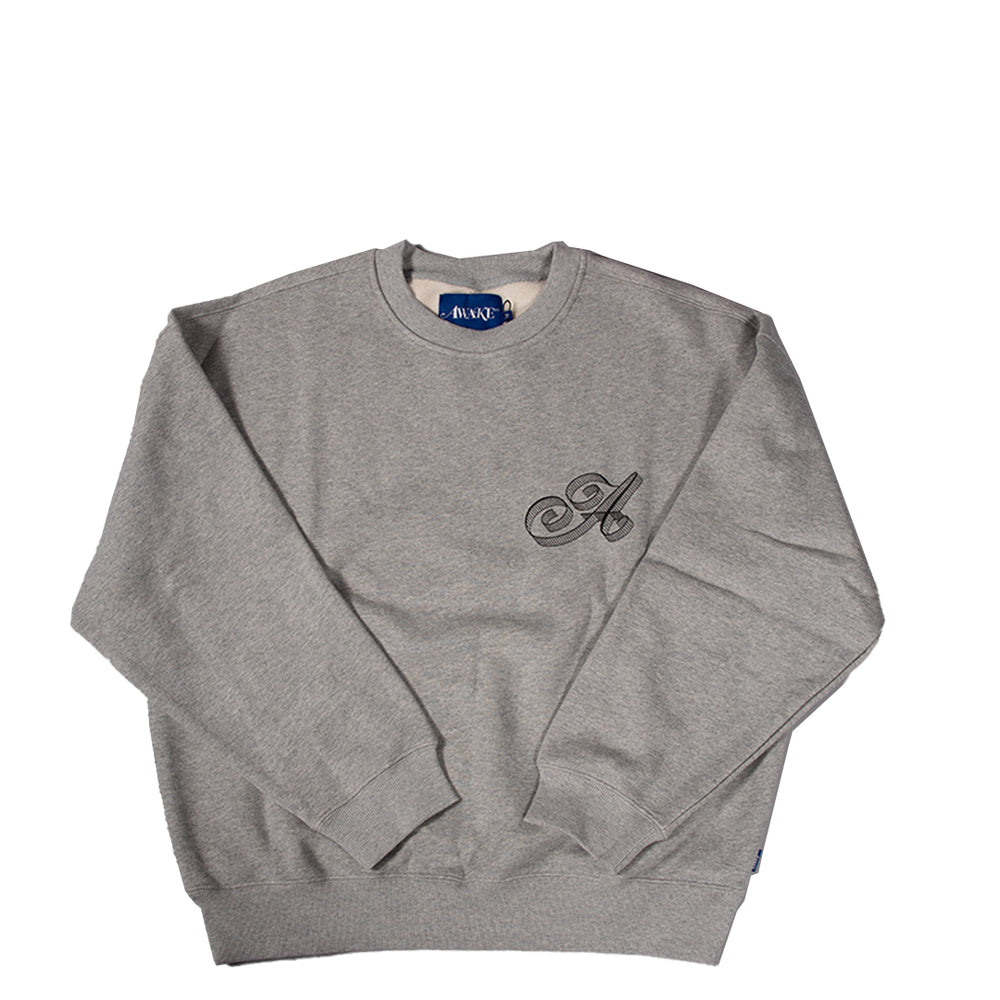 SCRIPT CREW NECK HEATHER GREY