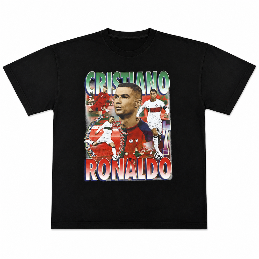 CRISTIANO RONALDO "ALL TIME INTERNATIONAL GOALSCORER" GRAPHIC TEE BLACK