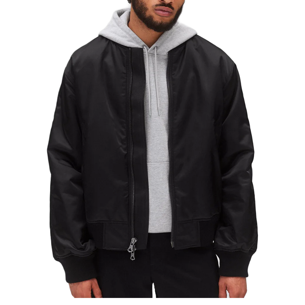 WOVEN NYLON TWILL CREW JACKET BLACK