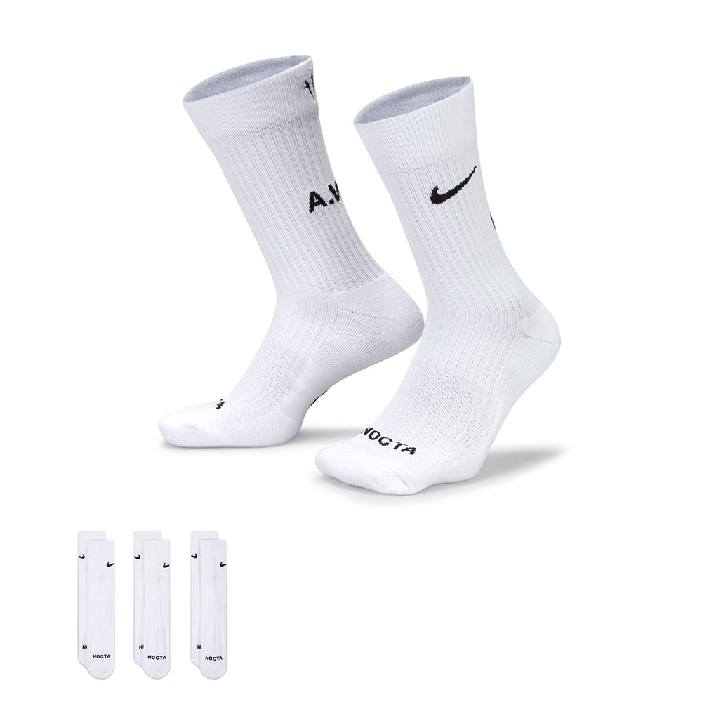 NOCTA CREW SOCKS 3 PACK WHITE