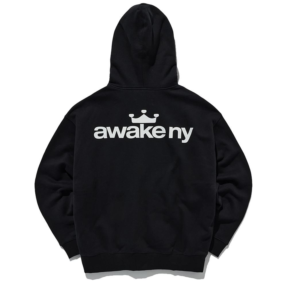 CROWN LOGO FULL-ZIP HOODIE BLACK