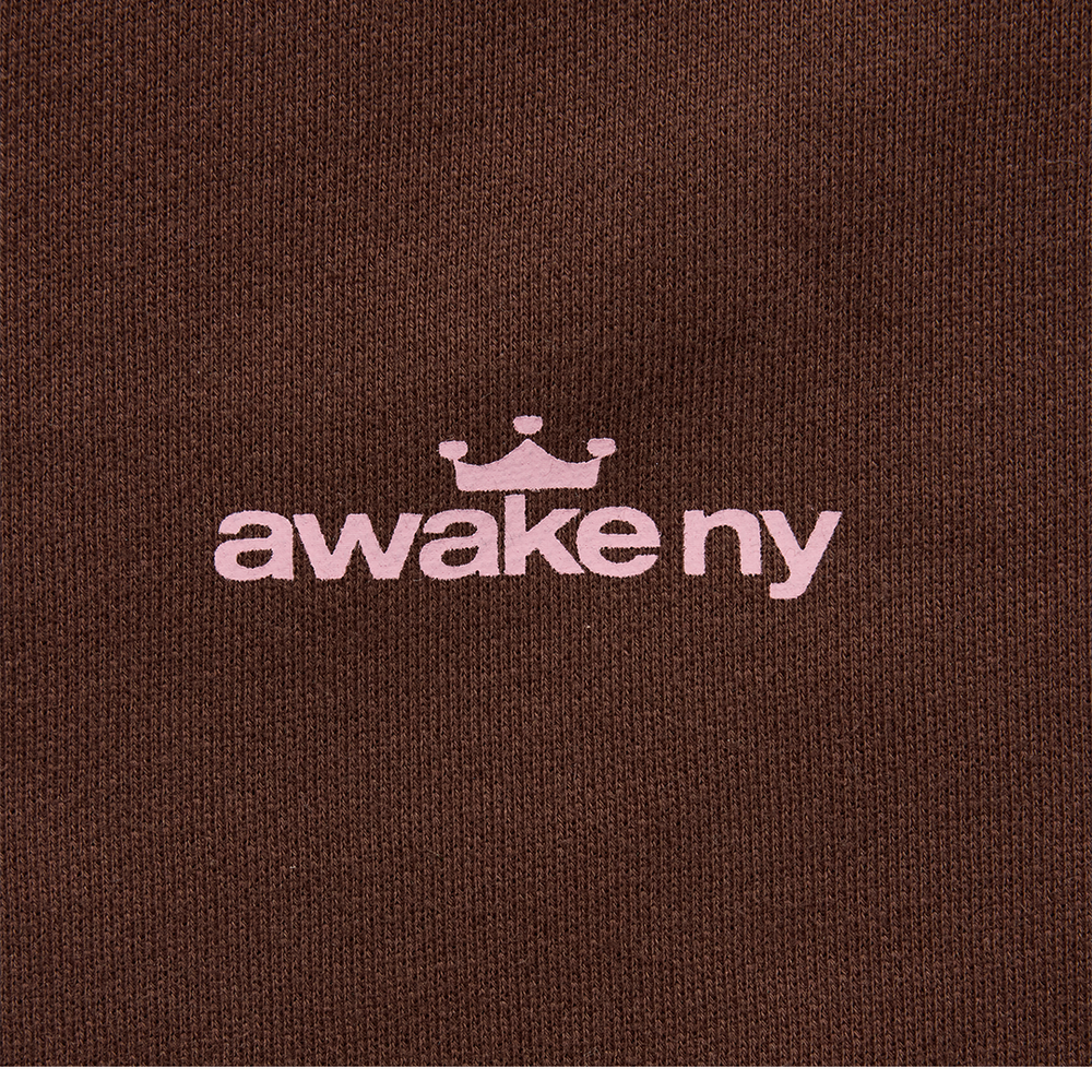 CROWN LOGO FULL-ZIP HOODIE BROWN