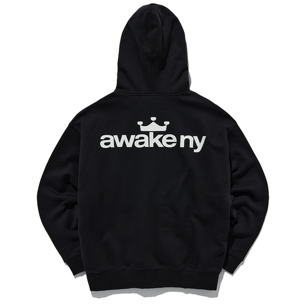 CROWN LOGO FULL-ZIP HOODIE BLACK