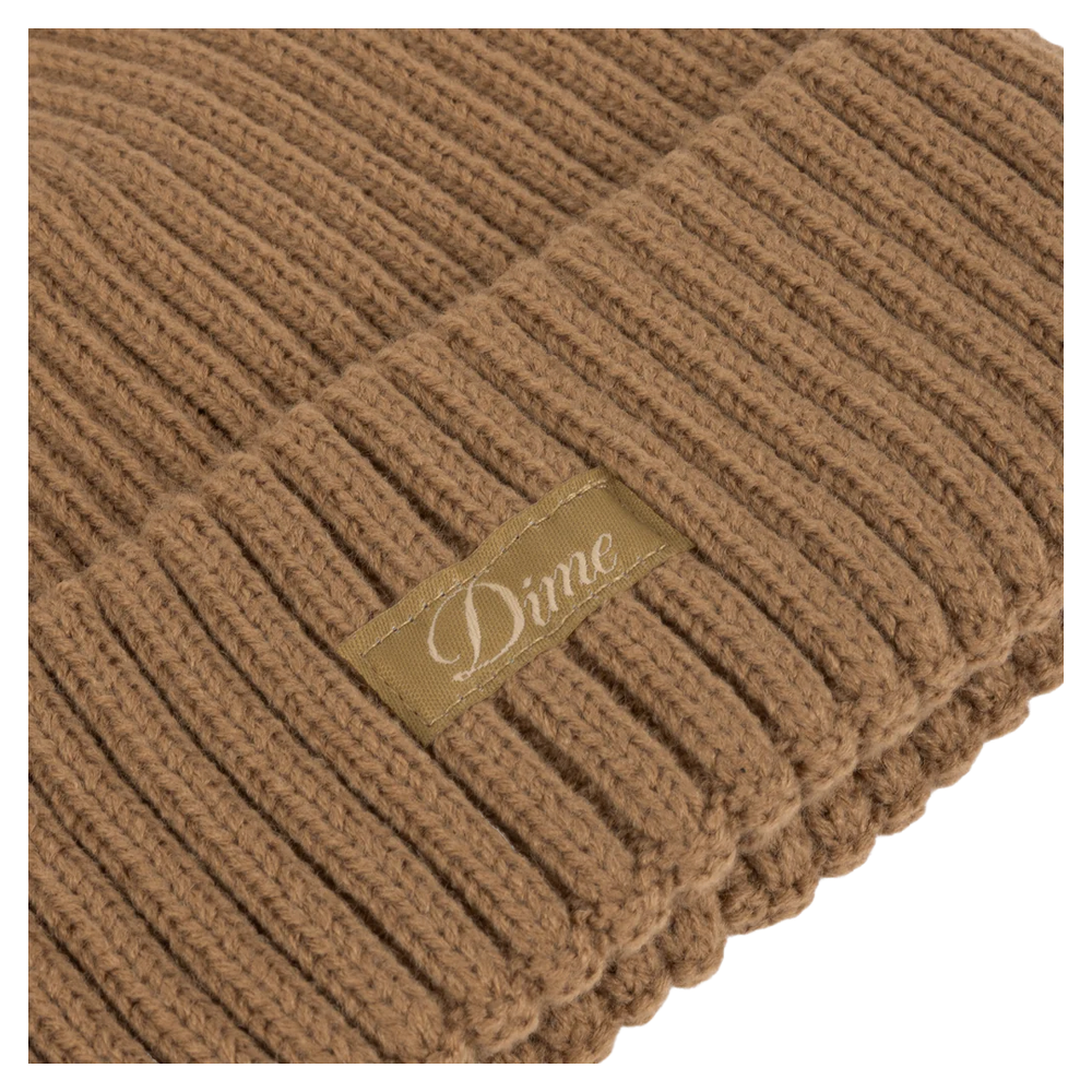 CURSIVE RIB BEANIE COFFEE
