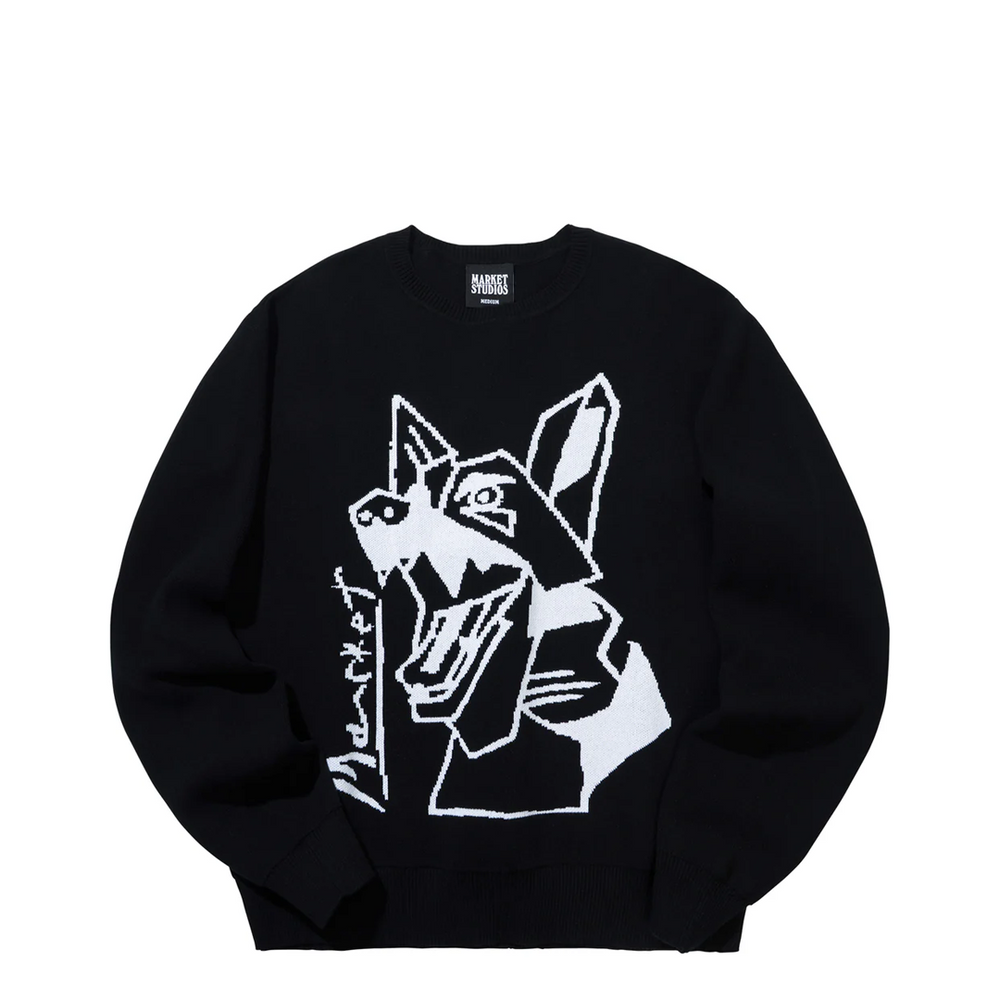 CUBISM BEWARE MEN'S BLACK KNIT SWEATER