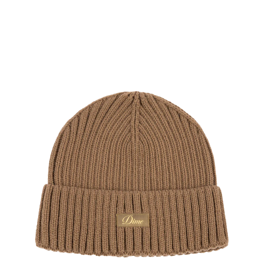 CURSIVE RIB BEANIE COFFEE