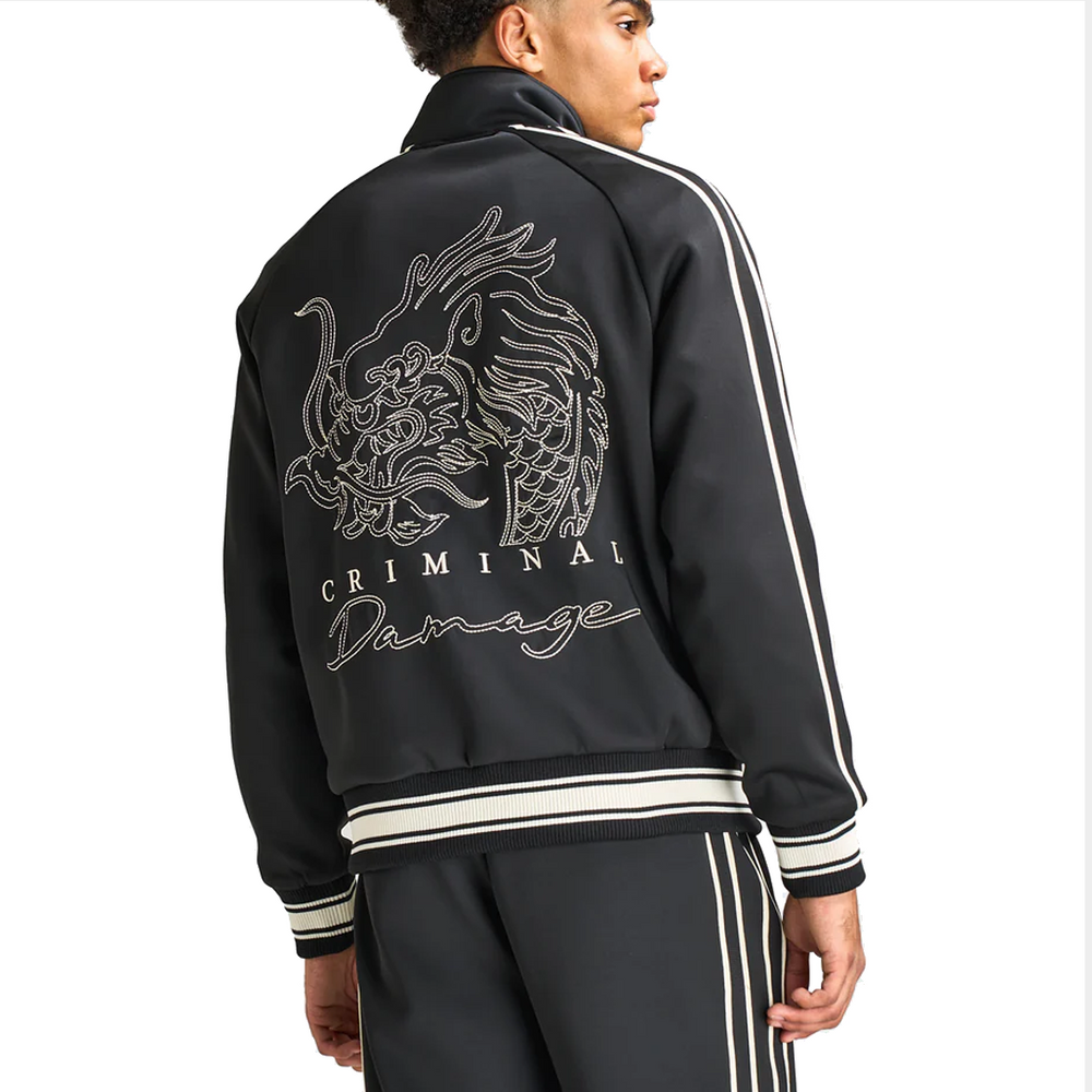 DRAGON EMBROIDERED TRACK TOP BLACK