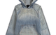DESTROYED DENIM HOODIE BLUE