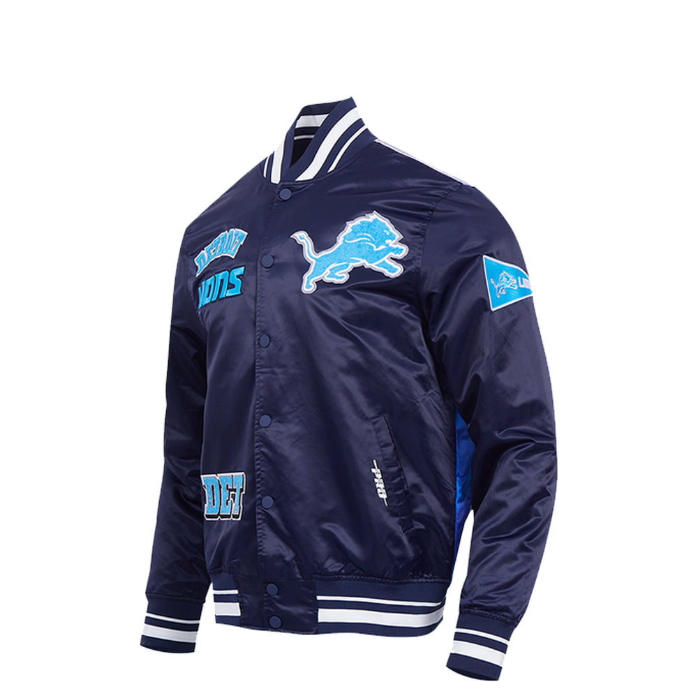 NFL DETROIT LIONS SUBLIMATED SATIN JACKET MIDNIGHT SKY