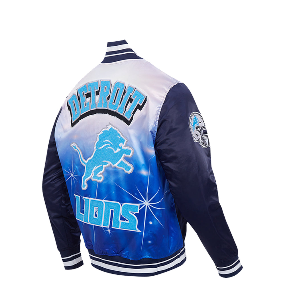 NFL DETROIT LIONS SUBLIMATED SATIN JACKET MIDNIGHT SKY