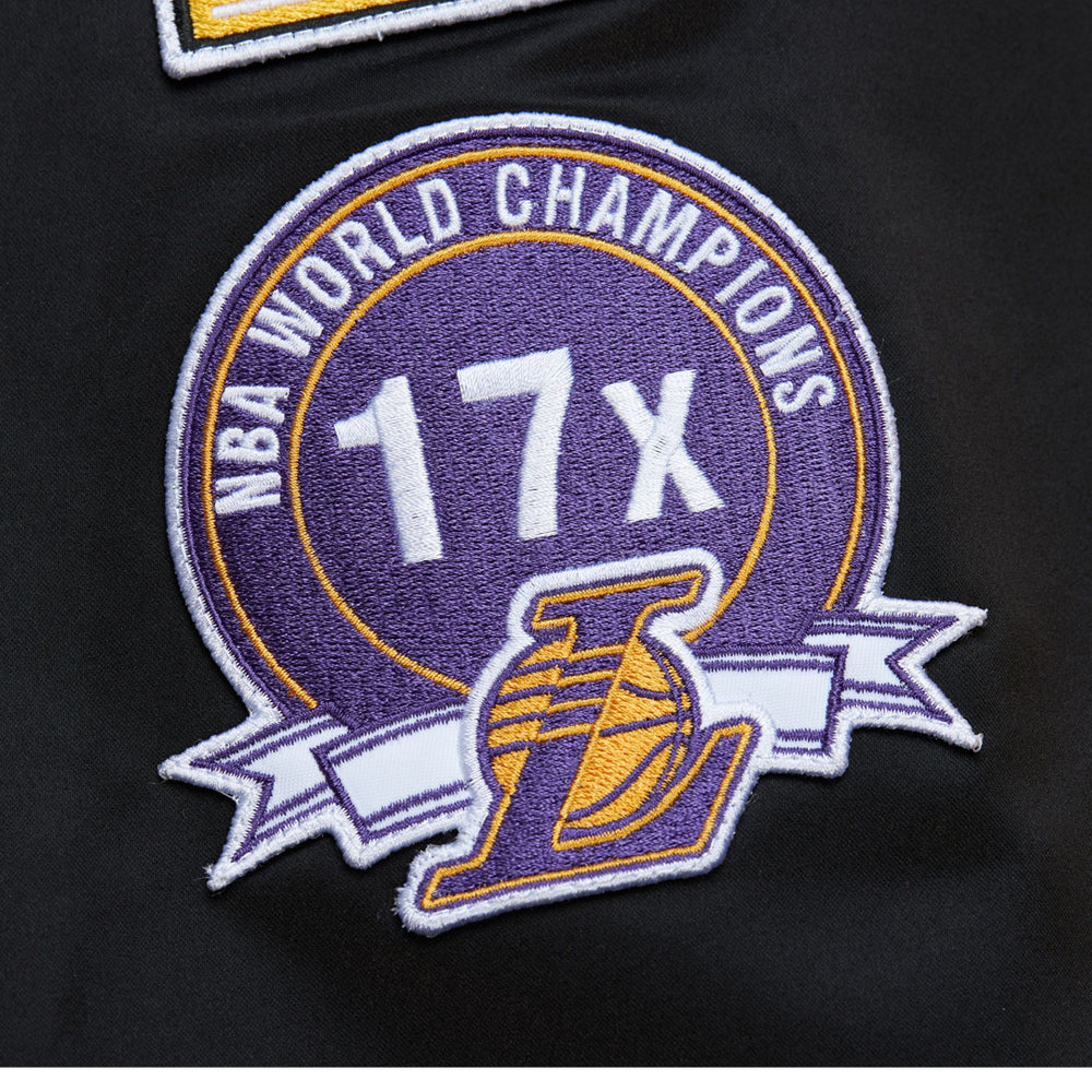 LIGHTWEIGHT SATIN BOMBER VINTAGE LOGO LA LAKERS