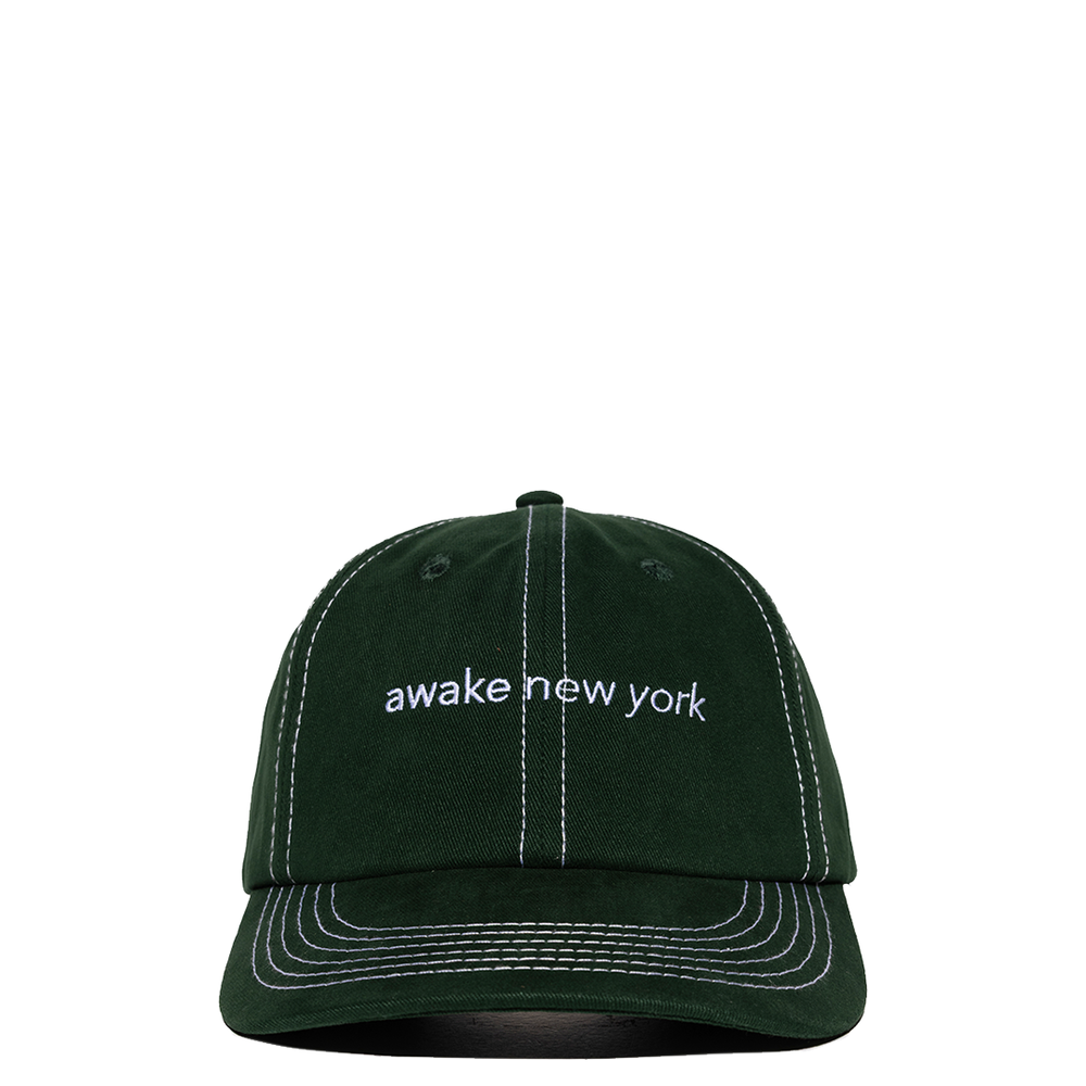CONTRAST STITCH 6 PANEL HAT DARK GREEN