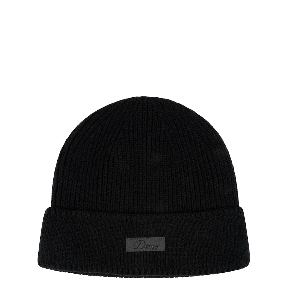CURSIVE RIB BEANIE BLACK/ BLACK