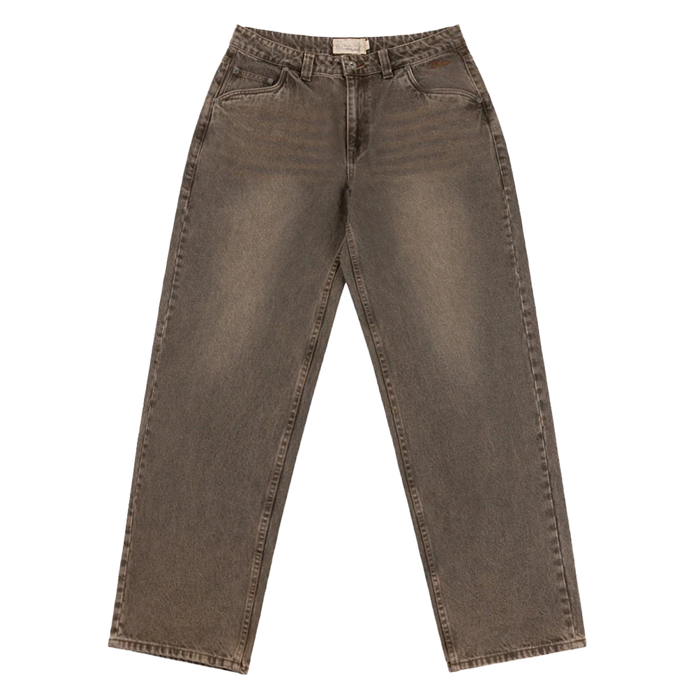 RELAXED DENIM PANTS SANDBLASTED BROWN