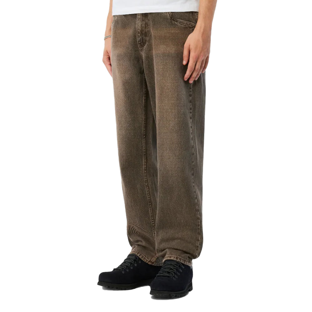 RELAXED DENIM PANTS SANDBLASTED BROWN
