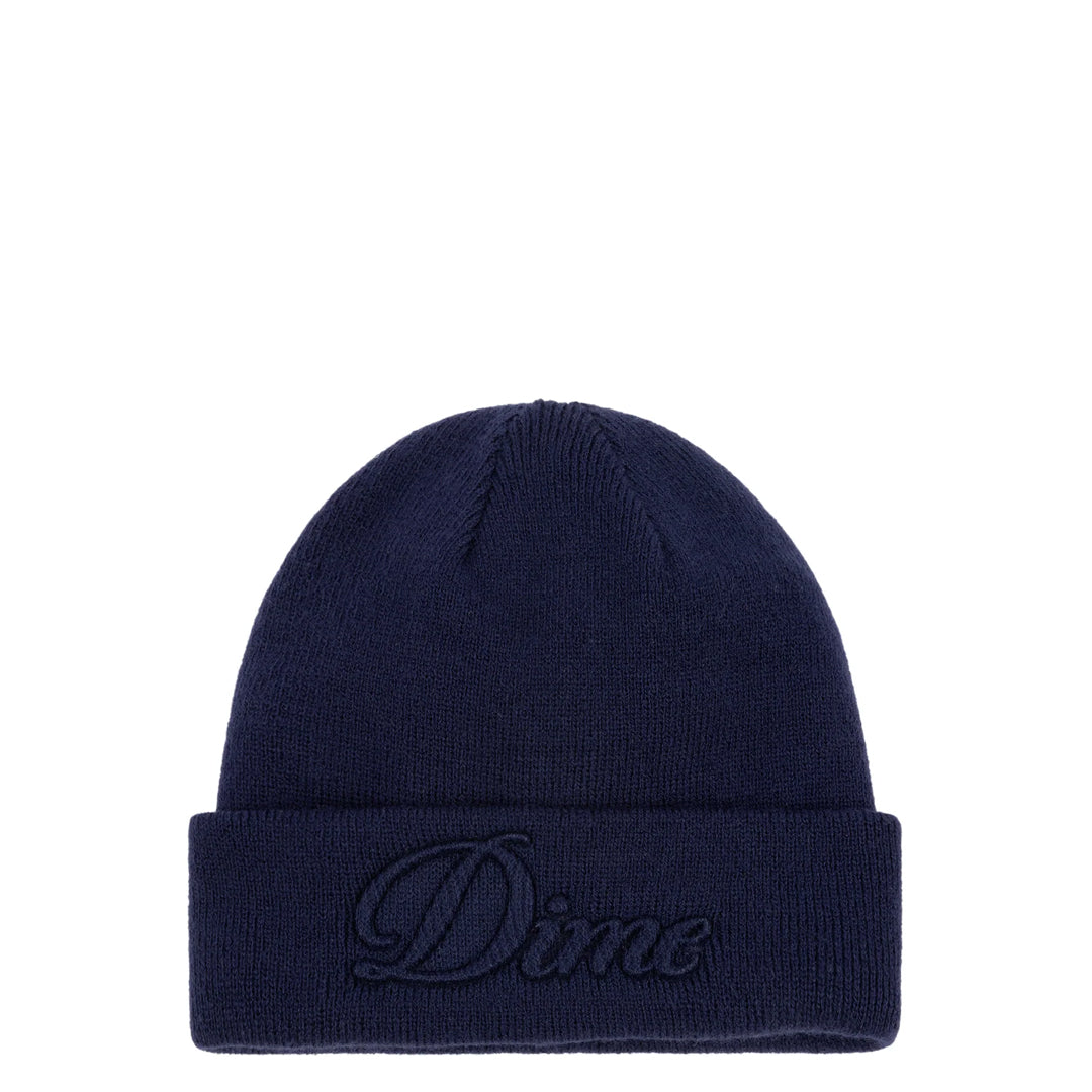 CURSIVE FOLD BEANIE NAVY – NRML