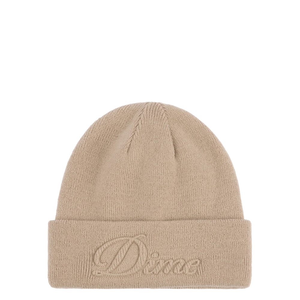 CURSIVE FOLD BEANIE TAN