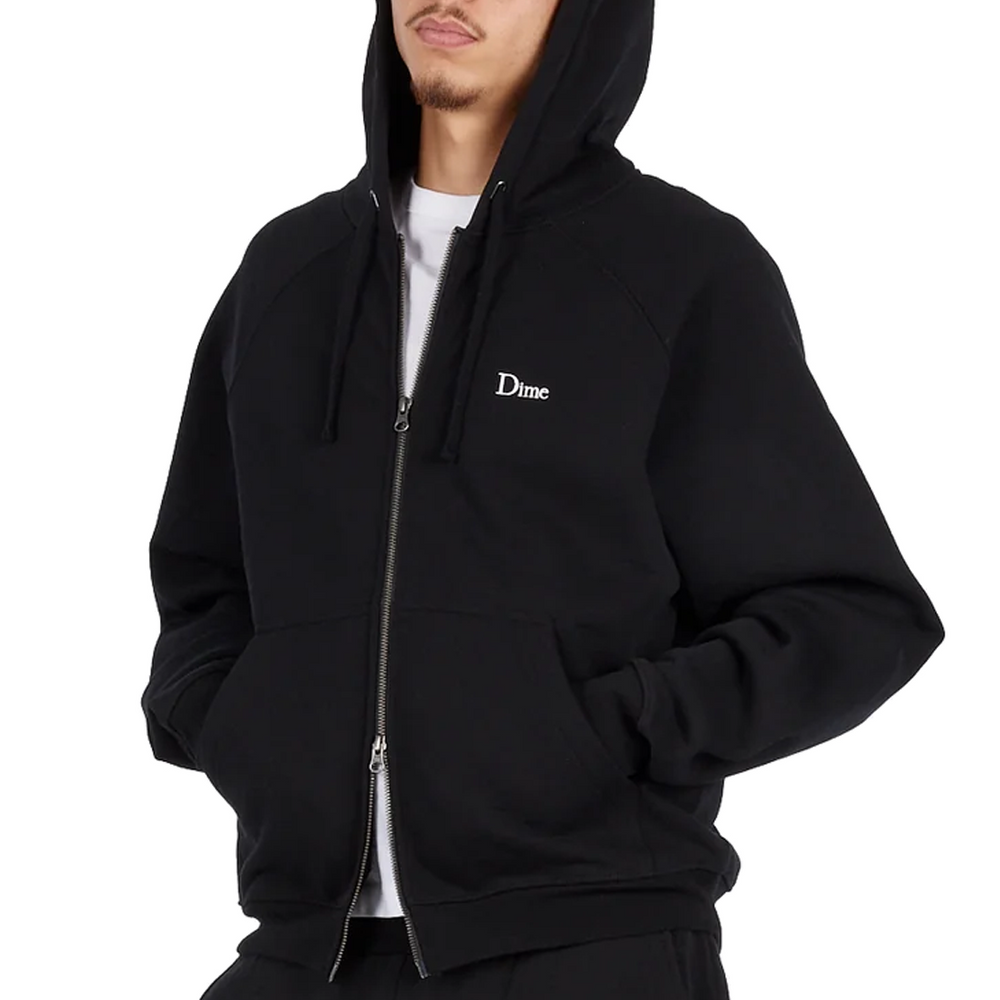 CLASSIC SMALL LOGO ZIP HOODIE BLACK