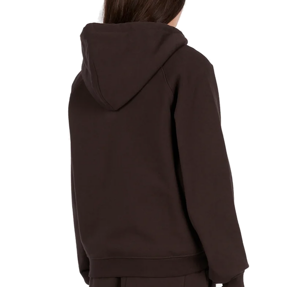 CLASSIC SMALL LOGO ZIP HOODIE DARK BROWN