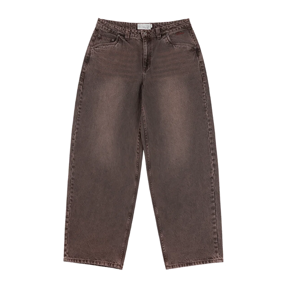 BAGGY DENIM PANTS SANDBLASTED DARK BROWN