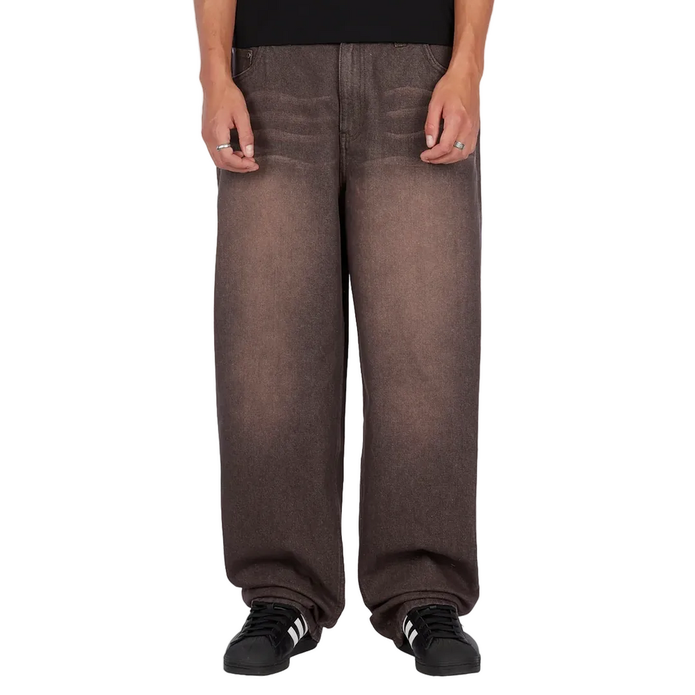 BAGGY DENIM PANTS SANDBLASTED DARK BROWN