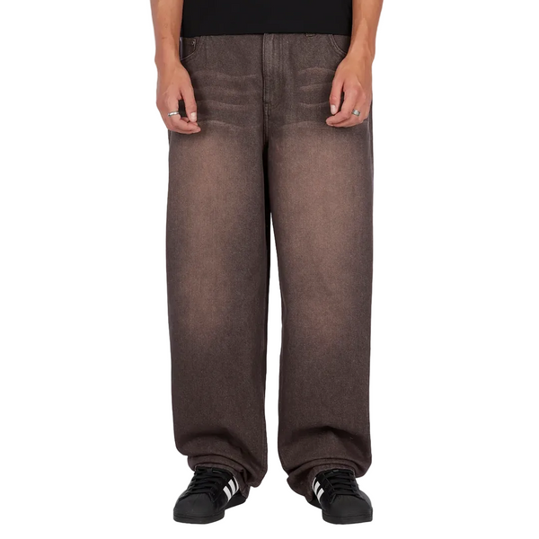 BAGGY DENIM PANTS SANDBLASTED DARK BROWN