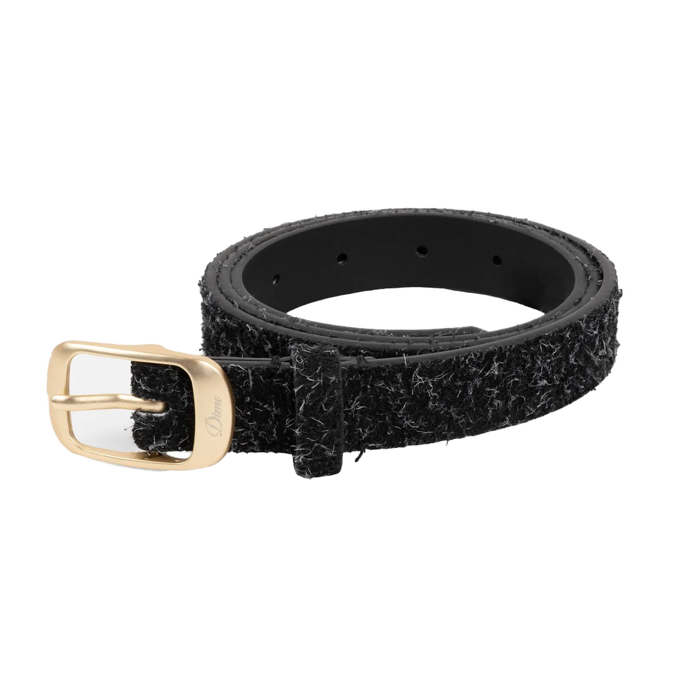 DRESS LEATHER BELT SHAGGY BLACK