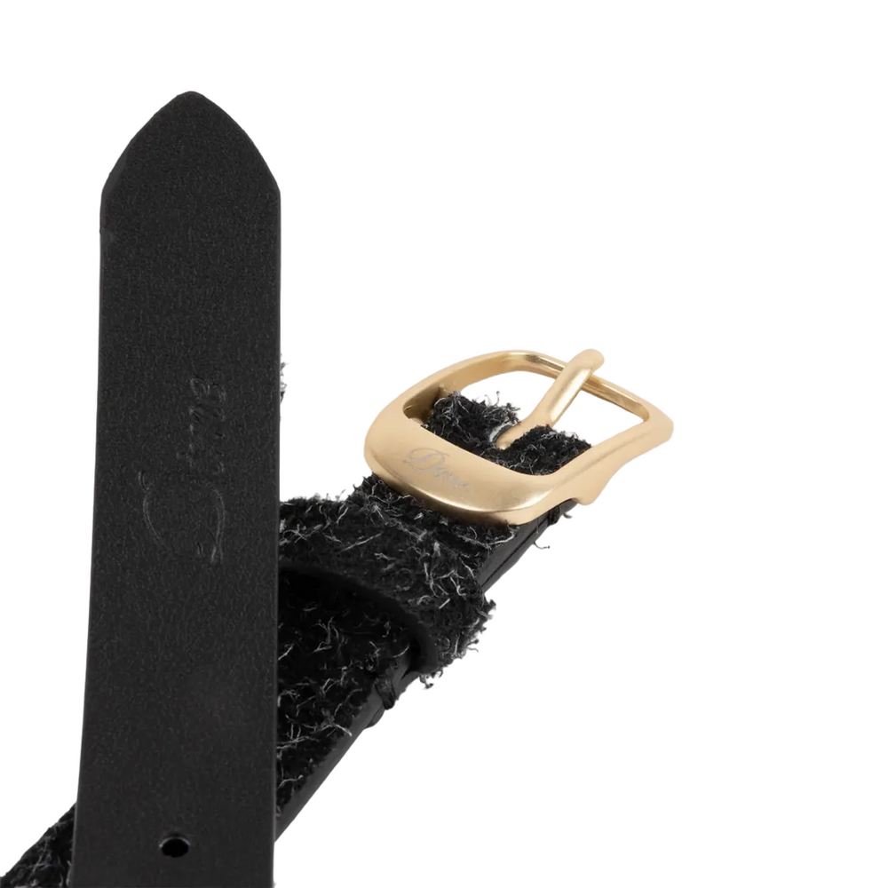 DRESS LEATHER BELT SHAGGY BLACK