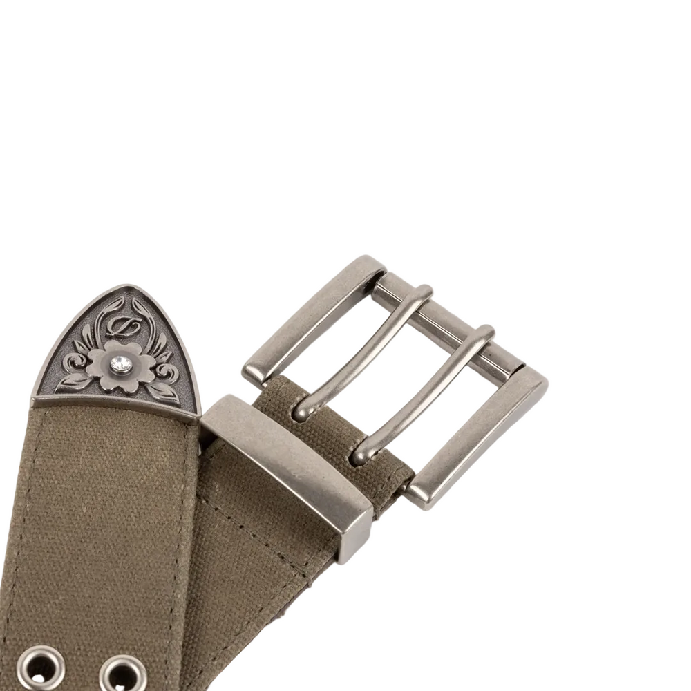 WAXED CANVAS BELT BROWN / OLIVE