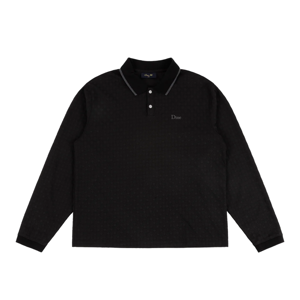 JACQUARD LS POLO BLACK
