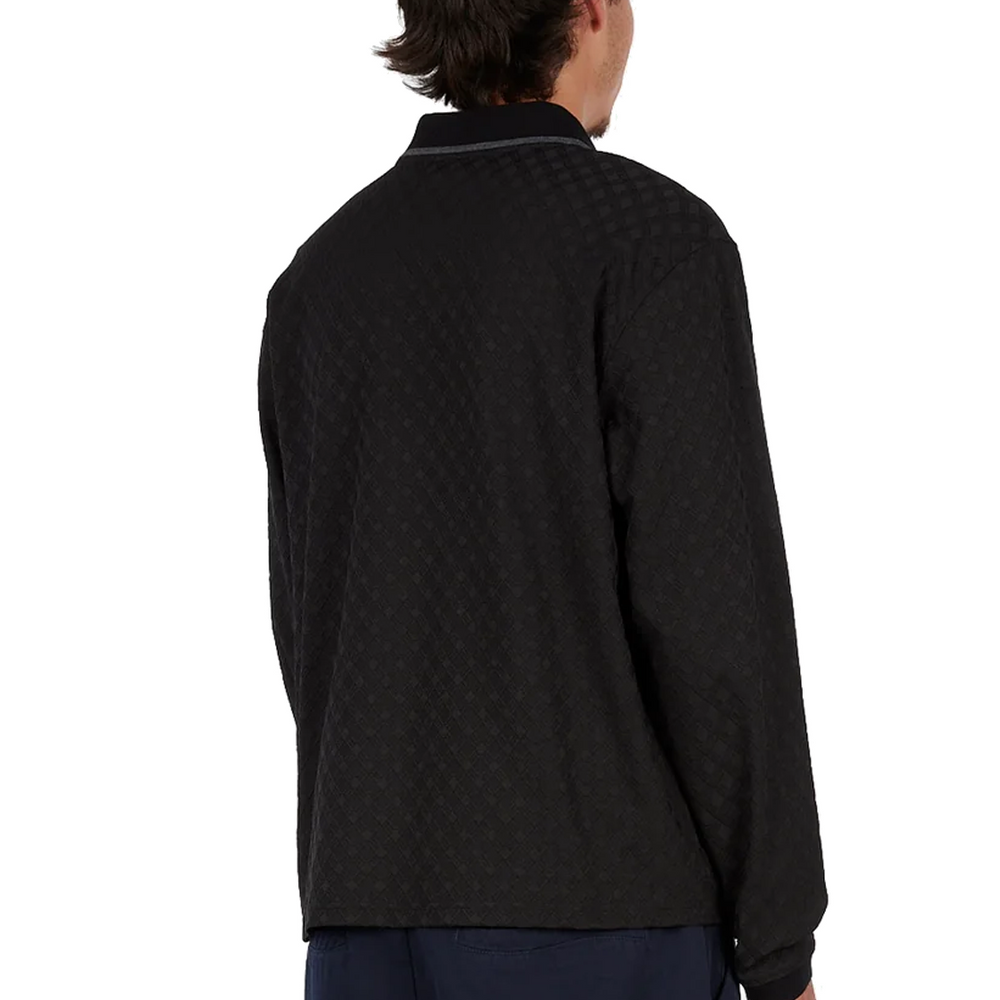 JACQUARD LS POLO BLACK