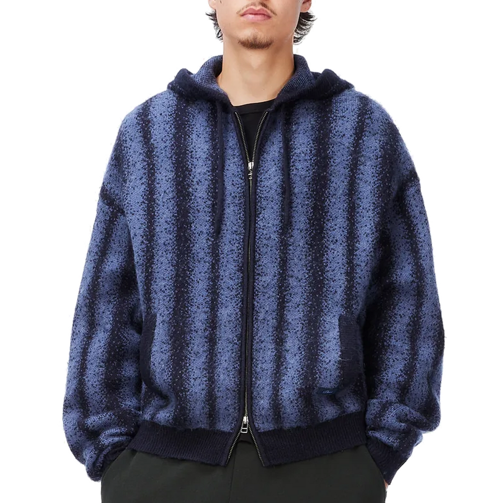 MOHAIR STRIPED HOODIE BLUE