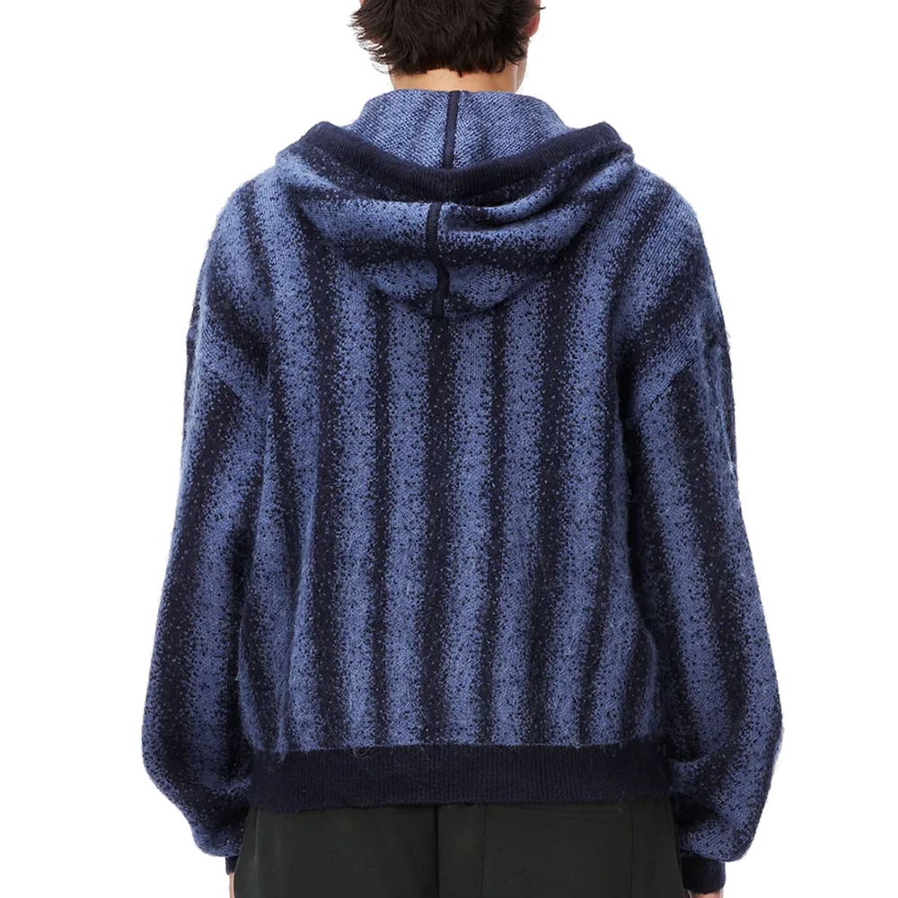 MOHAIR STRIPED HOODIE BLUE