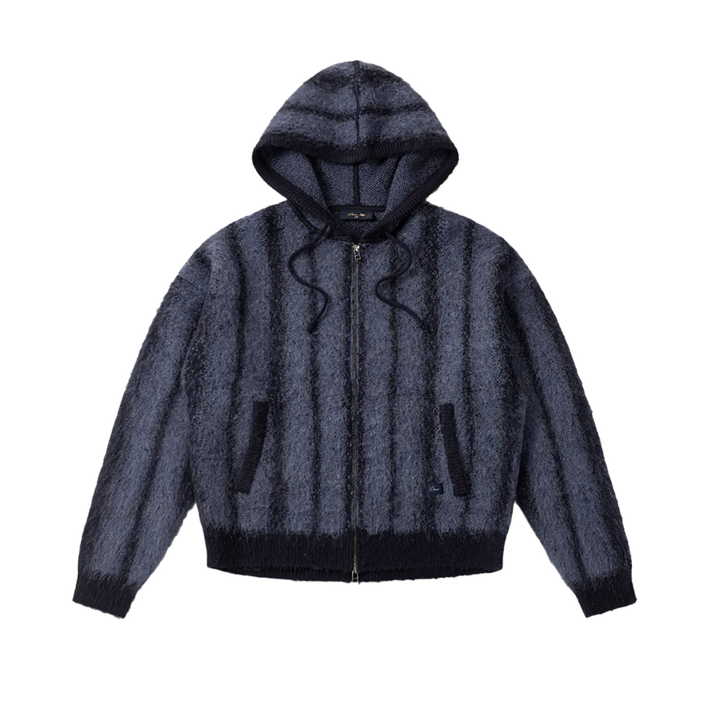 MOHAIR STRIPED HOODIE BLUE
