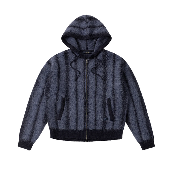 MOHAIR STRIPED HOODIE BLUE