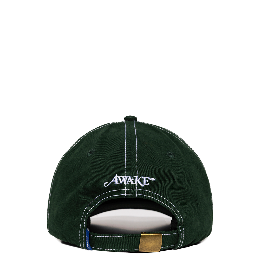 CONTRAST STITCH 6 PANEL HAT DARK GREEN