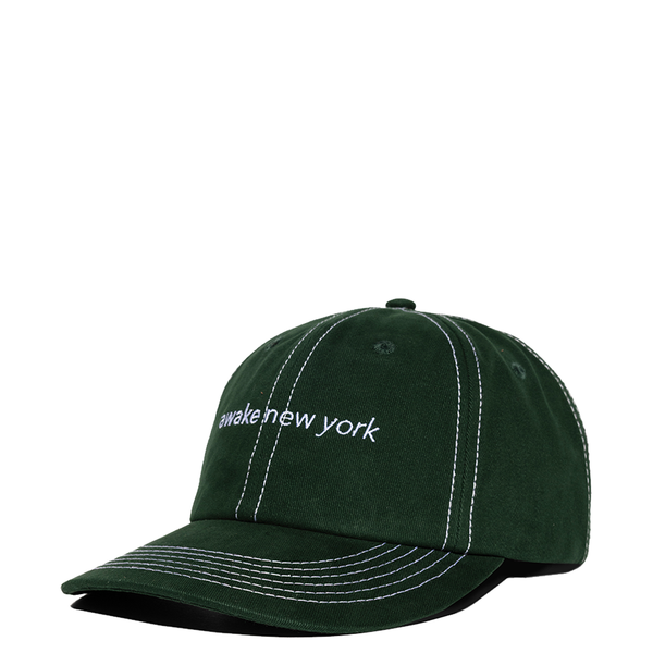 CONTRAST STITCH 6 PANEL HAT DARK GREEN