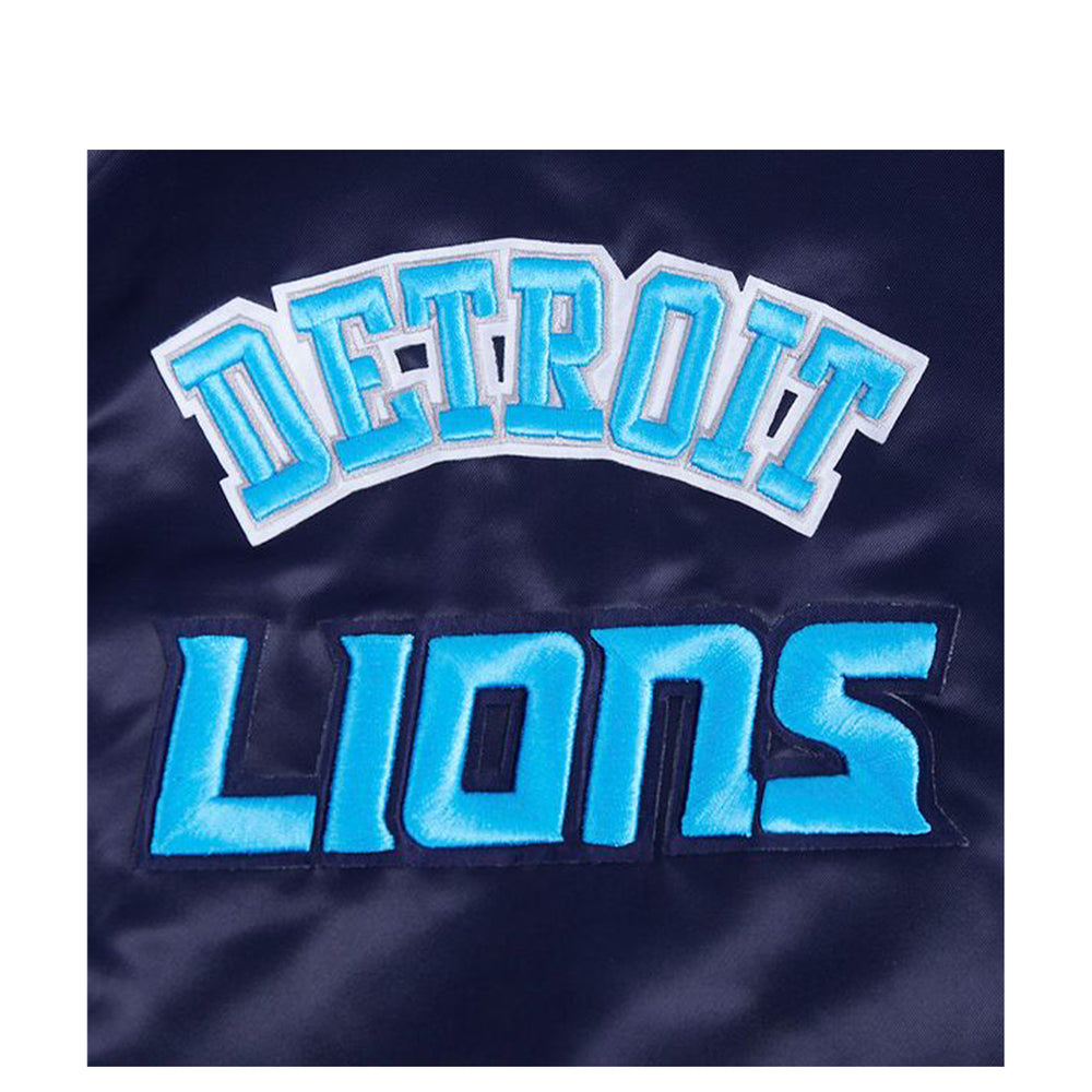 NFL DETROIT LIONS SUBLIMATED SATIN JACKET MIDNIGHT SKY