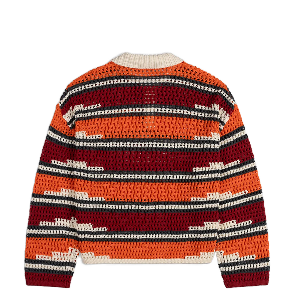 KENTE STRIPE KNIT POLO SWEATER