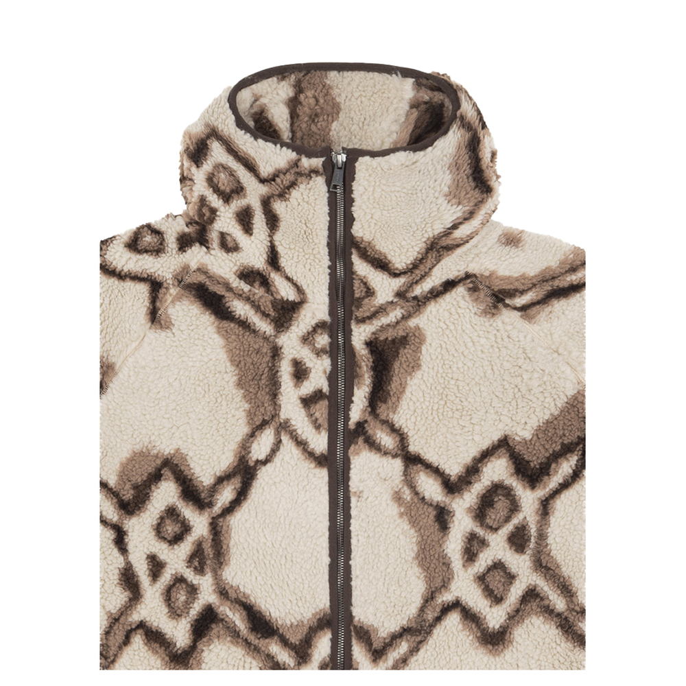 BURNED SHIELD SHERPA HOODIE OFF WHITE