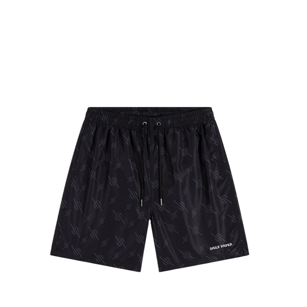 IRREGULAR MONOGRAM SWIM SHORTS BLACK